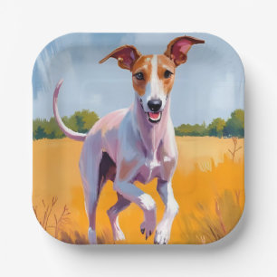 Italienisches Windspiel   Hund Wasserfarbenmalerei Pappteller