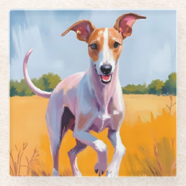 Italienisches Windspiel | Hunde-Wasserfarbenmalere Glasuntersetzer