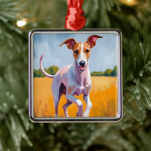 Italienisches Windspiel Hunde-Wasserfarbenmalere Ornament Aus Metall