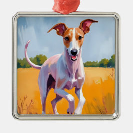 Italienisches Windspiel | Hunde-Wasserfarbenmalere Ornament Aus Metall