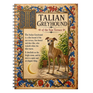 Italienisches Windspiel, mittelalterliche Bestiari Notizblock
