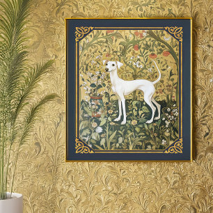 Italienisches Windspiel oder Whippet im Renaissanc Poster
