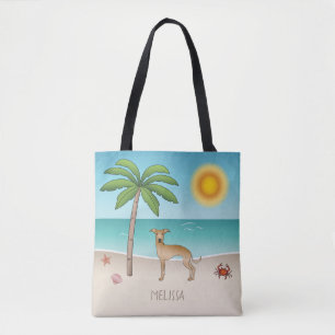 Italienisches Windspiel Rehbraun am tropischen Som Tasche