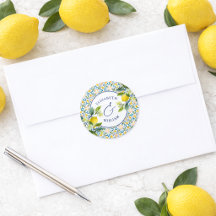 Italienisches Zitronen-Monogramm-Umschlag-Siegel