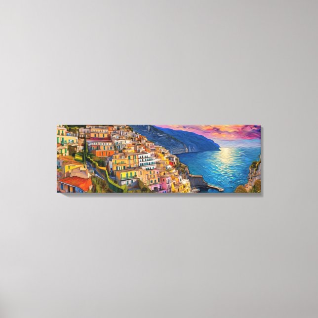 Italiens digitale Malerei an der Küste von Amalfi Leinwanddruck (Vorderseite)