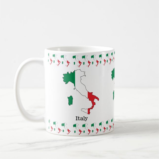 Italiens Flagge innerhalb seiner Karte - Sammlung  Kaffeetasse (Links)
