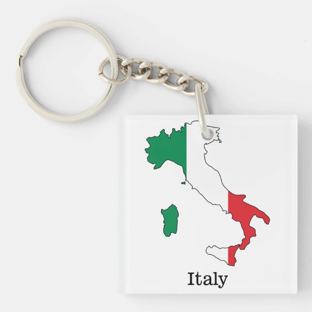 Italiens Flagge innerhalb seiner Karte - Sammlung  Schlüsselanhänger (Vorderseite)
