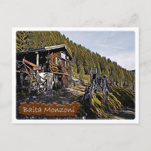 italy - Alphütte Baita Monzoni - Dolomiti - Postkarte