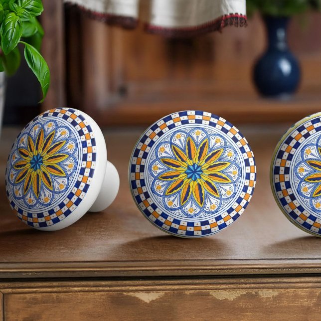 Italy Art Antico Deruta Mediterraneo Bloom Artisan Keramikknauf (Designed for lovers of Italian décor, Mediterranean interiors, farmhouse kitchens)