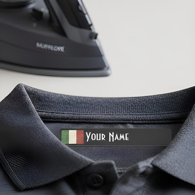 Italy Art Deco Flag | Custom Iron-On Name Label Etiketten (Lifestyle Shot)