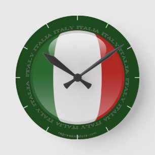 Italy Bubble Flag Runde Wanduhr