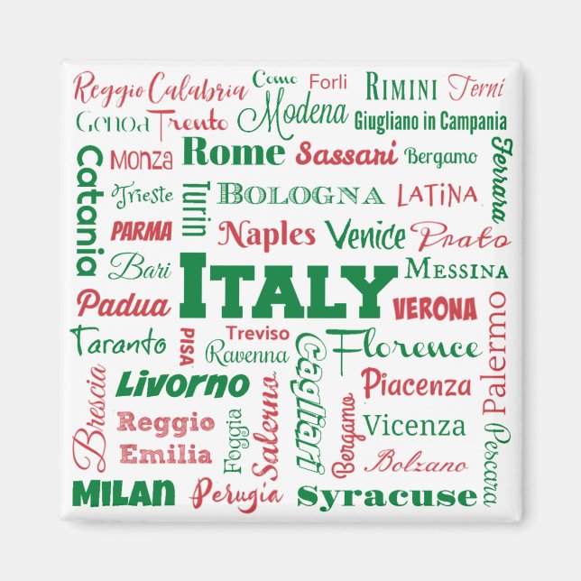 Italy Cities Magnet - Italian flag colors (Devant)