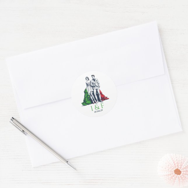 Italy Couple Wedding Runder Aufkleber (Umschlag)