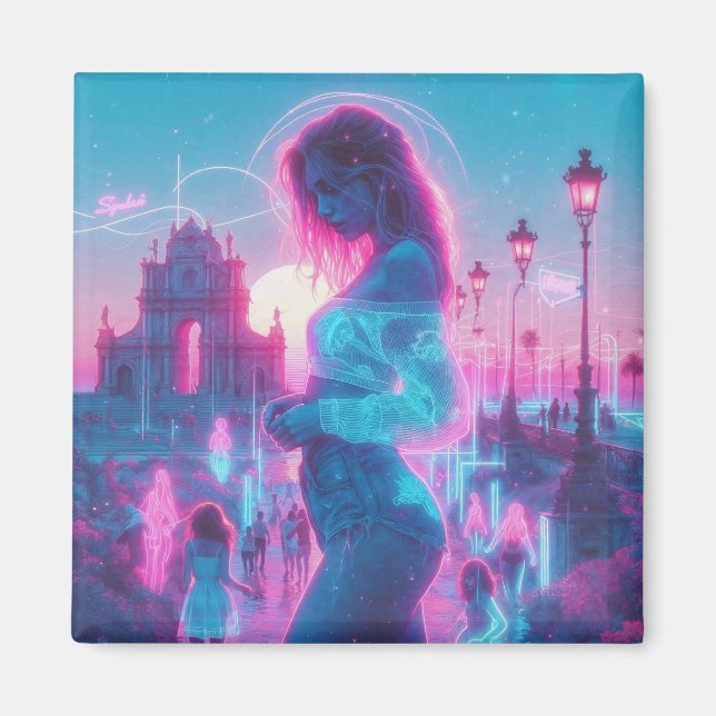 Italy | Ethereal Dreamy Urban Vaporwave Retrowave Magnet (Vorne)