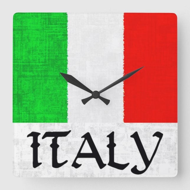 ITALY FLAG Clock Quadratische Wanduhr (Vorderseite)