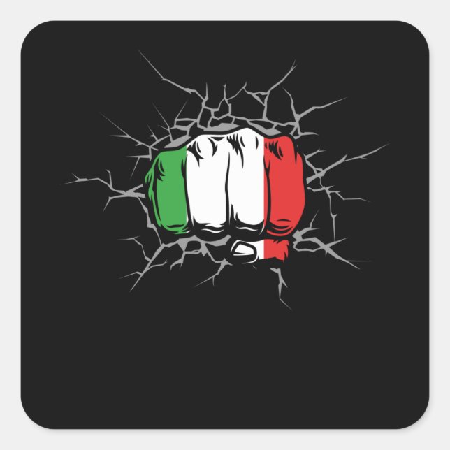 Italy Flag Fist Quadratischer Aufkleber (Vorderseite)
