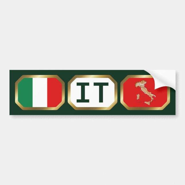 Italy Flag Map Code Bumper Sticker Autoaufkleber (Vorne)
