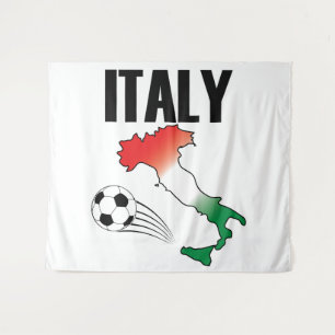 Italy Football Fan Map Boot Soccer Ball Wandteppich