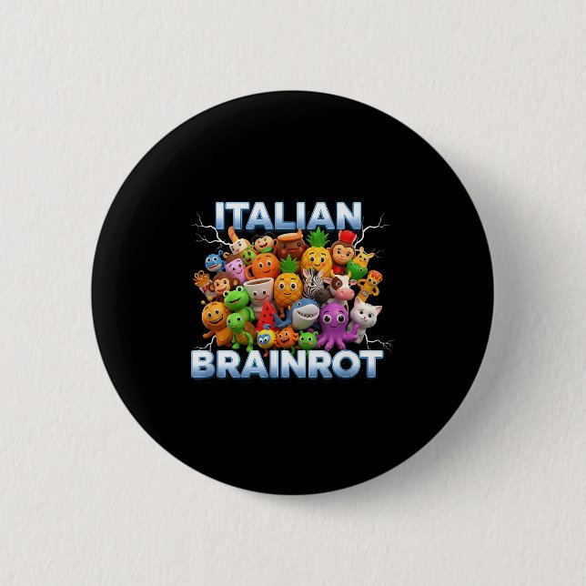 Italy Italian Brainrot Funny Meme Characters Trend Button (Vorderseite)