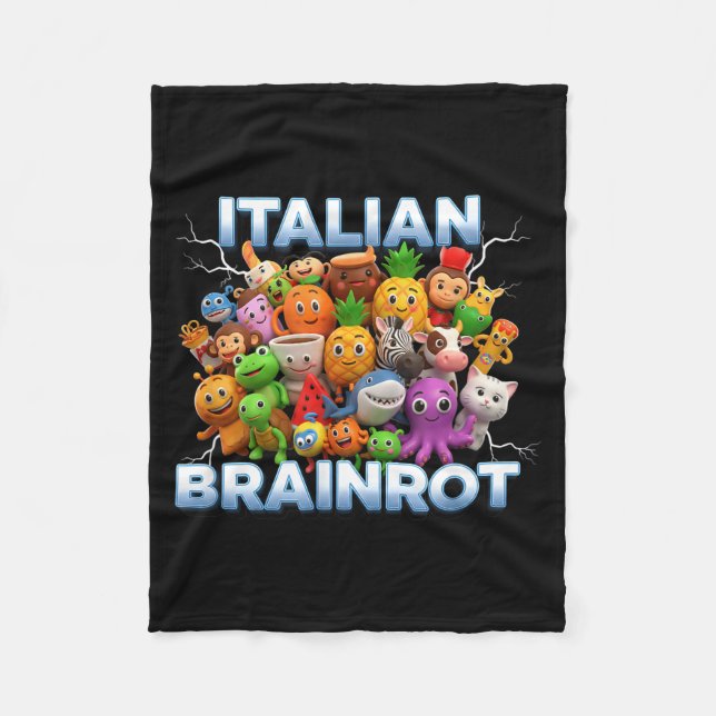 Italy Italian Brainrot Funny Meme Characters Trend Fleecedecke (Vorderseite)