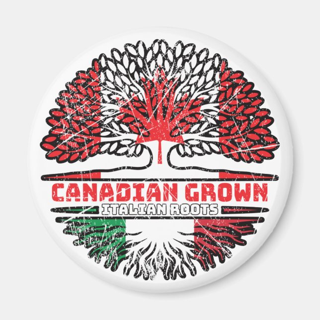 Italy Italian Canadian Canada Tree Roots Flag Magnet (Vorne)