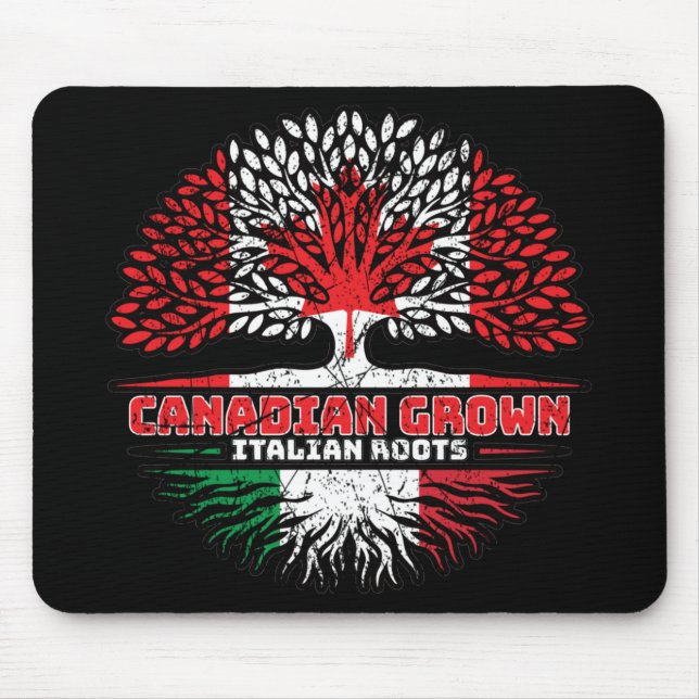 Italy Italian Canadian Canada Tree Roots Flag Mousepad (Vorne)
