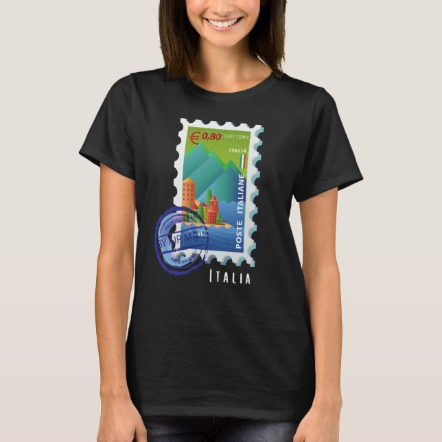 Italy Lake Como Stamp Italophile Souvenir T-Shirt (Vorderseite)