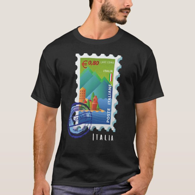 Italy Lake Como Stamp Italophile Souvenir T-Shirt (Vorderseite)
