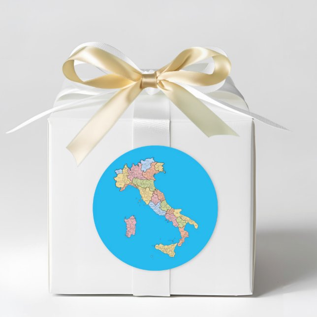 Italy Map Blue Runder Aufkleber (Map of Italy Blue Sticker - Italian heritage gifts and favors)