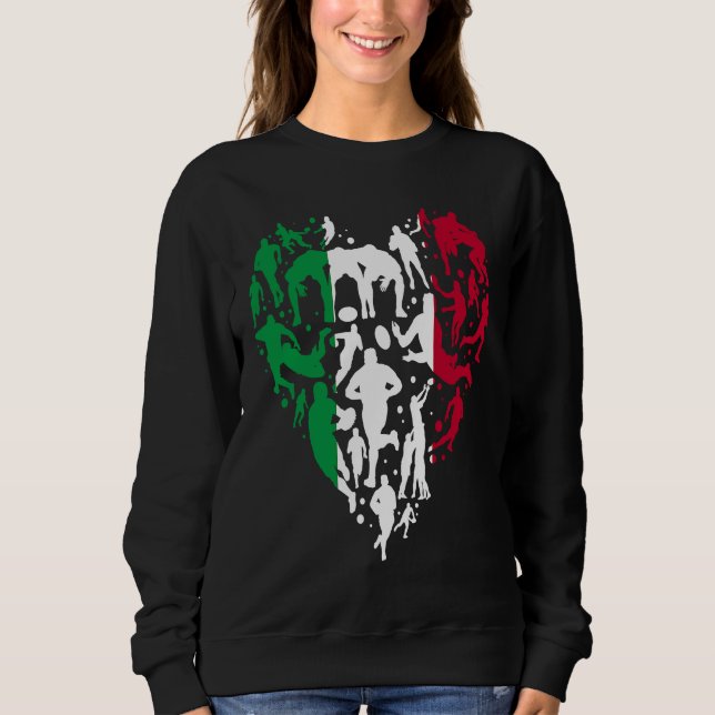 Italy Rugby Love Heart Italian Rugby Fan Sweatshirt (Vorderseite)