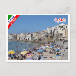 Italy - Sicily - Cefalù - Beach - Postkarte