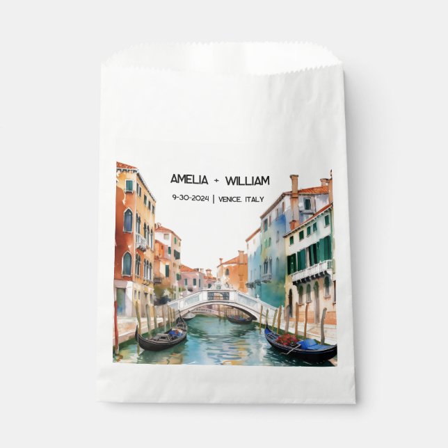 Italy Watercolor Romantic Destination Wedding Geschenktütchen (Vorderseite)