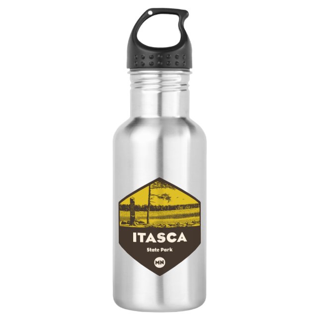 Itasca Staat Park Minnesota Edelstahlflasche (Vorderseite)