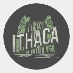 Ithaca Fälle Runder Aufkleber