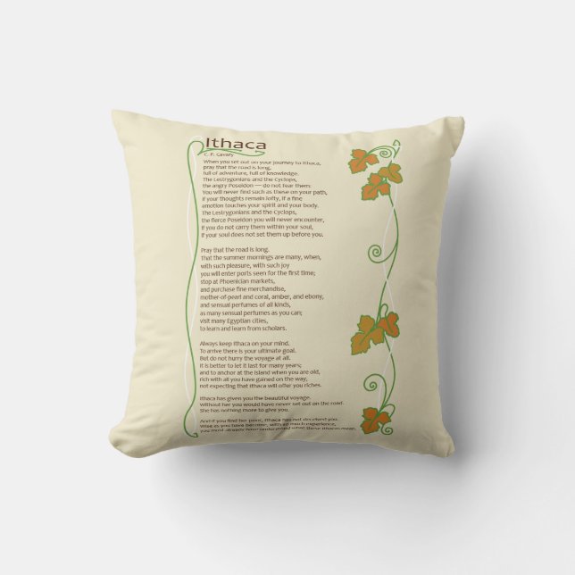 Ithaca Gedicht-inspirierend Wurfs-Kissen Kissen (Vorderseite)