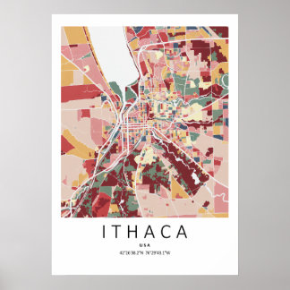 Ithaca New York Stadtplan Poster | Moderne Stadt W