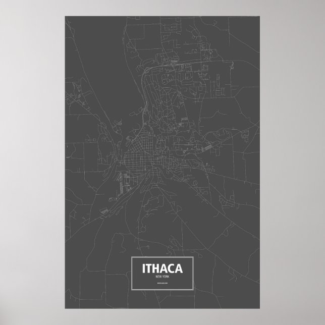 Ithaca, New York (weiß auf schwarz) Poster (Vorne)
