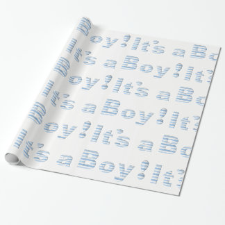 ITIS EIN JUNGE! Blaue u. weiße BABYPARTY Geschenkpapier