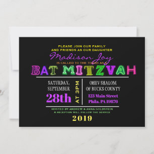 ITIS ELEKTRISCH! NEONglühen Bar Mitzvah Einladung
