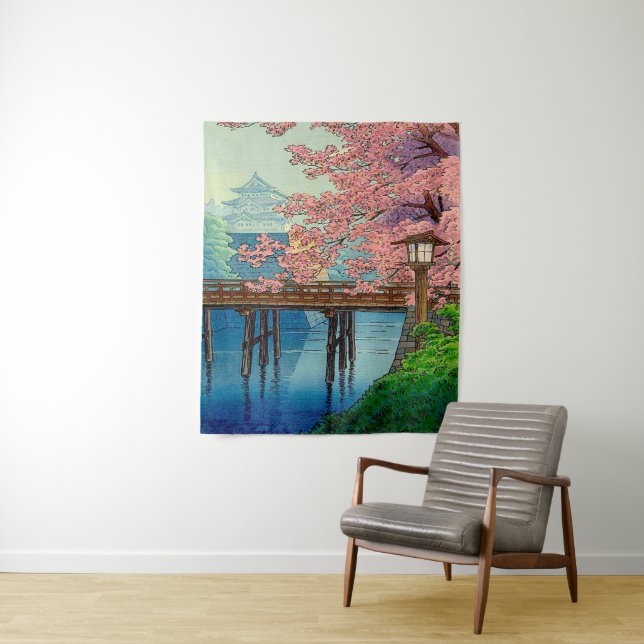 Ito Yuhans Vintages Schloss und Kirschblossom Wandteppich (Beispiel)