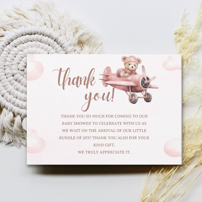 It's a Baby Girl, Pink Bear Party Dankeskarte (Von Creator hochgeladen)