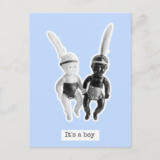 It's a boy - Black and White Doll Indians Postkarte