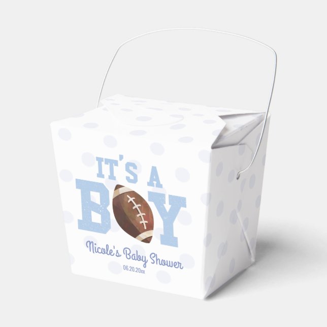It's A Boy! Blue Football Baby Shower Geschenkschachtel (Vorderseite)