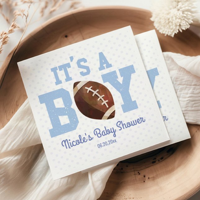 It's A Boy! Blue Football Baby Shower Serviette (Von Creator hochgeladen)