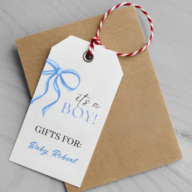 It's a Boy Blue ribbon Geschenkanhänger (Von Creator hochgeladen)