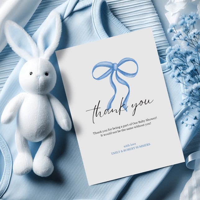 It's a Boy Blue Ribbon Thank You Card Dankeskarte (Von Creator hochgeladen)