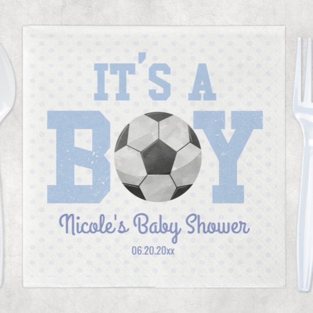 It's A Boy! Blue Soccer Ball Baby Shower Serviette (Von Creator hochgeladen)