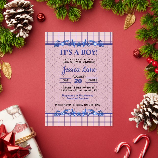 It's A Boy Elegant Blue Baby Shower Acryleinladungen (Insitu (Feiertag))