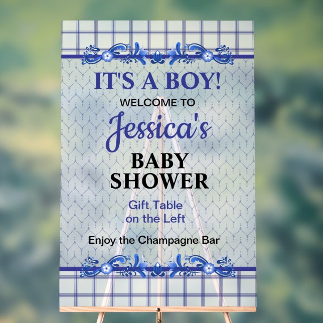 It's A Boy Elegant Blue Baby Shower Acrylschild (Neutral)