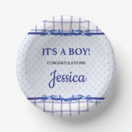It's A Boy Elegant Blue Baby Shower Pappteller